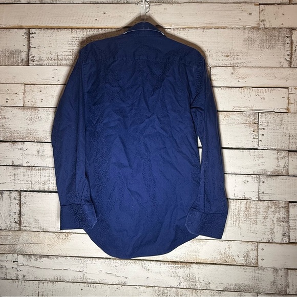 Robert Graham Classic Fit Button Up Long Sleeve Shirt Small Navy Blue Design - Picture 3 of 7